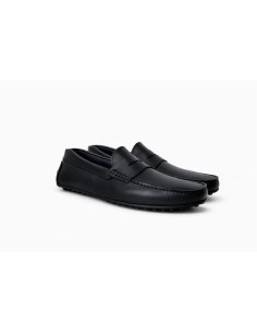 Black leather moccasin