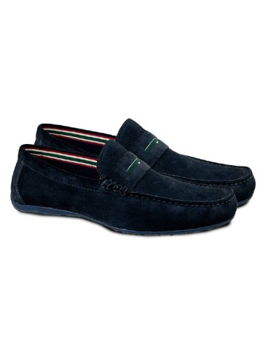 blue suede moccasin SOFAMEN-BLUE