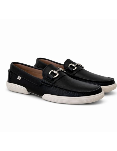 Black leather moccasin