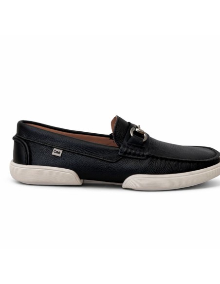 Black leather moccasin