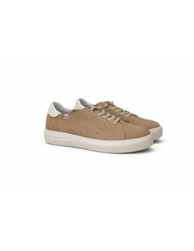 Sneakers de nobuck liso color beige