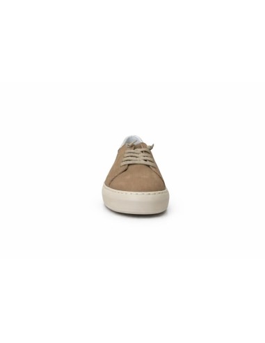 Sneakers de nobuck liso color beige