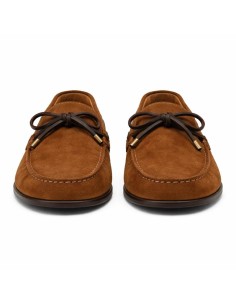 Mocasín de ante con cordón de piel color cuero 2