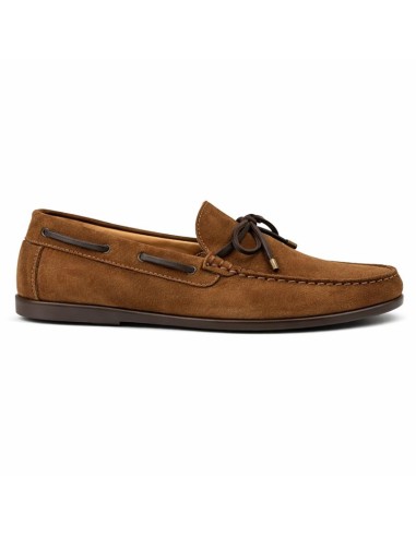 Mocasín de ante con cordón de piel color cuero
