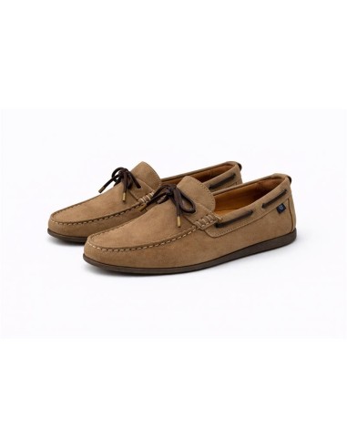 Mocasín de ante con cordón de piel color beige