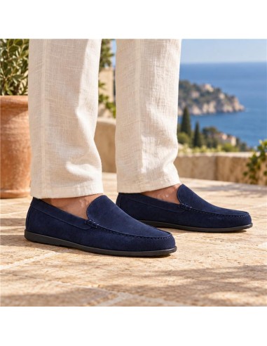 Mocasín de ante de piso antideslizante color azul