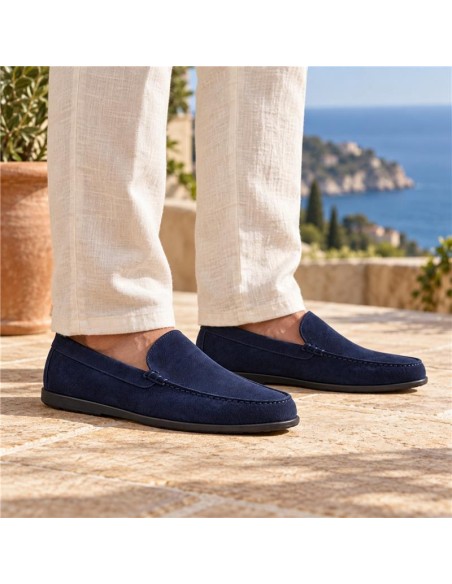 Blue suede moccasin