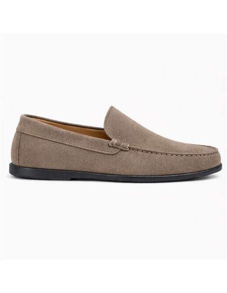 Mocasín de ante de piso antideslizante color beige