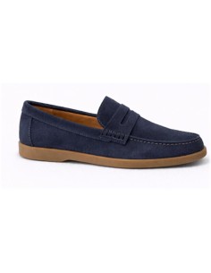 Mocasín de ante con antifaz color azul