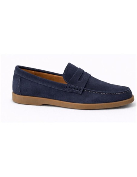 Blue suede moccasin