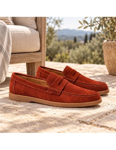 Mocasín de ante con antifaz color rojo