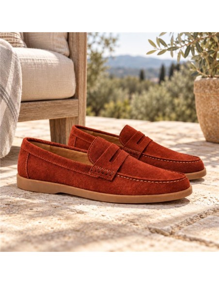 Mocassin suède rouge SAMORI-TEJA