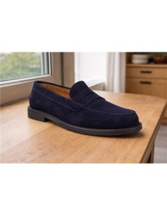 Blue suede moccasin