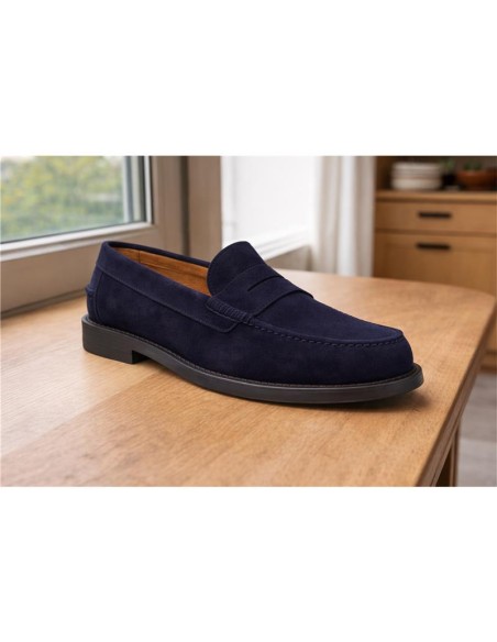 Blue suede moccasin