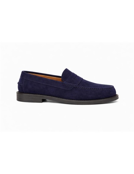 Blue suede moccasin