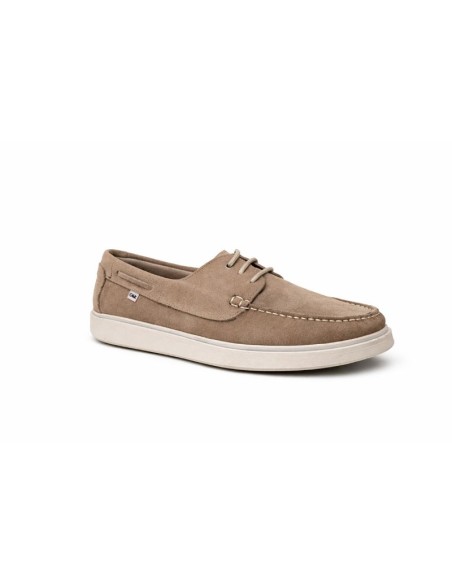 Beige suede boat shoe