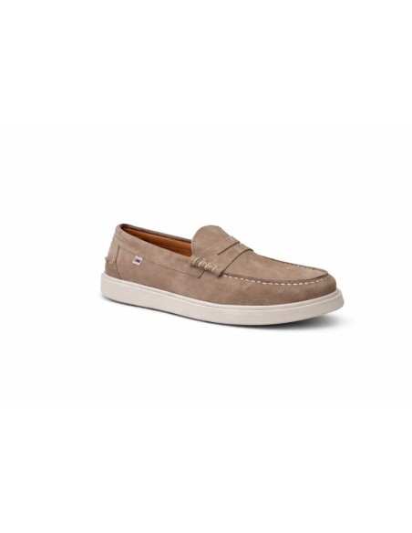 Beige suede boat shoe