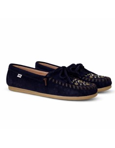 Blue suede women's mocassins