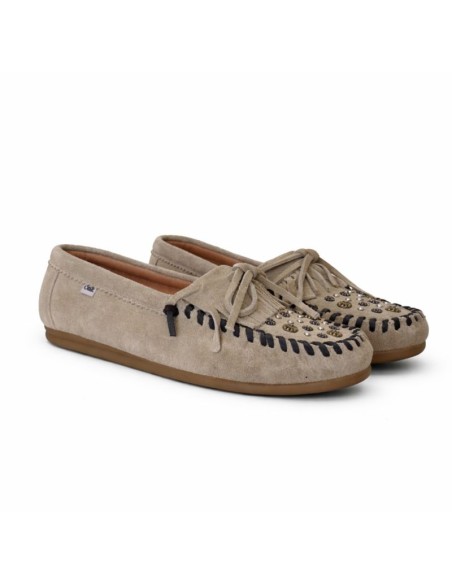 Beige suede women's moccasins