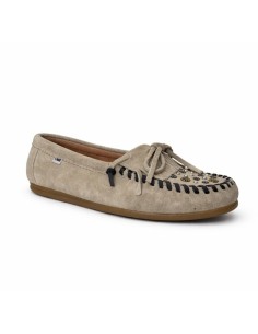 Beige suede women's mocassins 2
