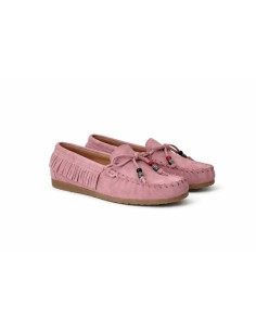 Pink suede women's moccasins