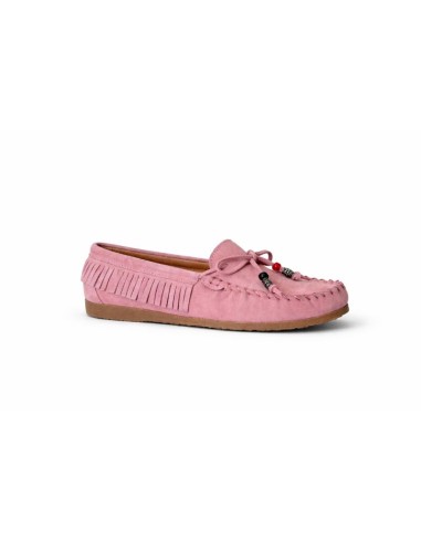 Pink suede women's mocassins