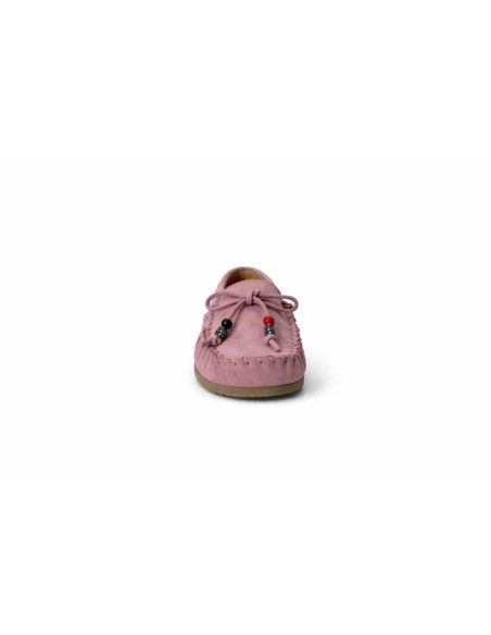 Pink suede women's moccasins