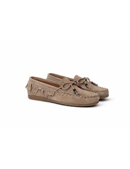 Beige suede women's moccasins