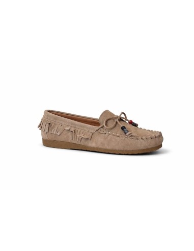 Beige suede women's moccasins
