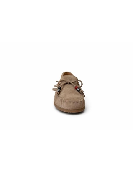 Beige suede women's moccasins
