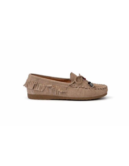 Beige suede women's moccasins