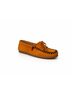 Orange suede women's mocassins 2