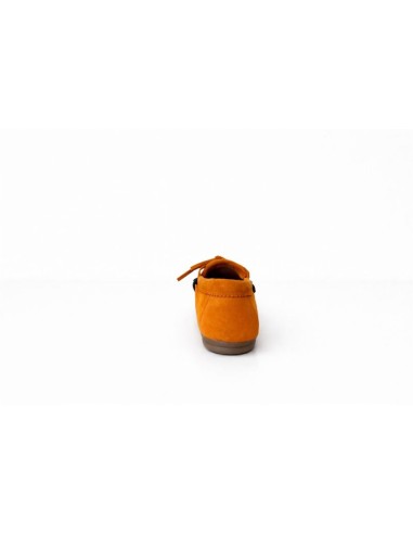 Orange suede women's mocassins