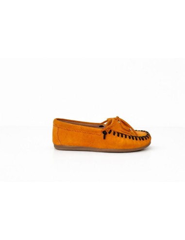Orange suede women's moccasins