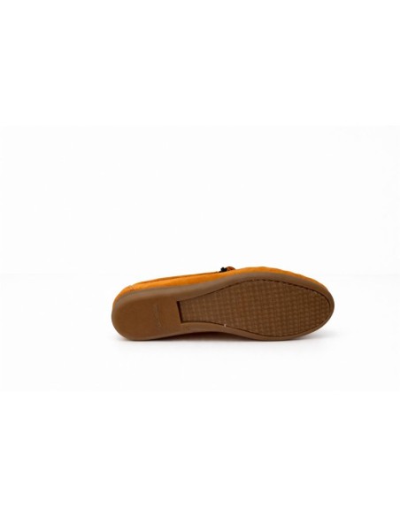 Orange suede women's moccasins