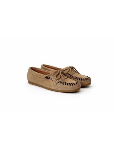 Beige suede women's moccasins