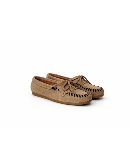 Beige suede women's mocassins