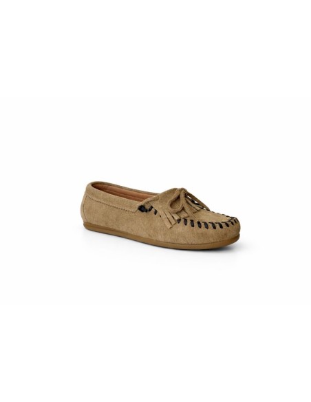 Beige suede women's moccasins