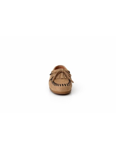 Beige suede women's mocassins