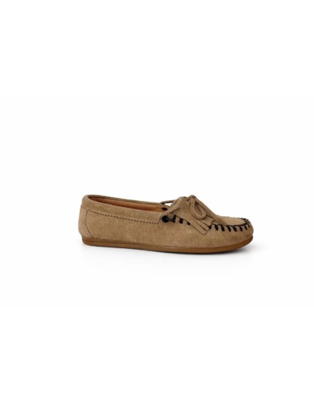 Beige suede women's moccasins