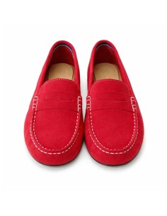 Mocasines de mujer de ante con antifaz color rojo