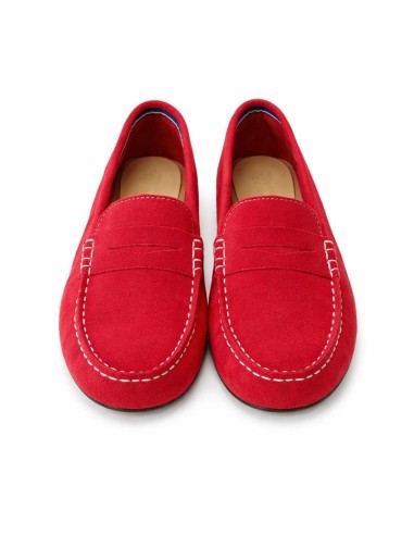 Red suede women's moccasins