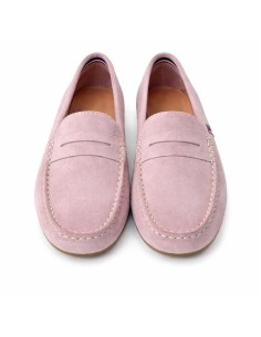 Mocasines de mujer de ante con antifaz color rosa