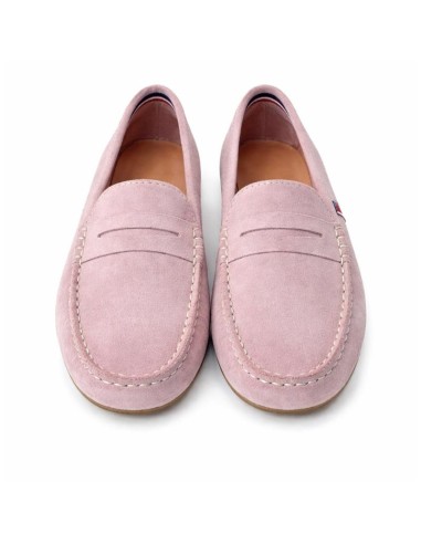 Mocasines de mujer de ante con antifaz color rosa