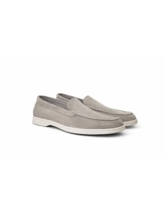 Mocasines de mujer de ante liso color beige