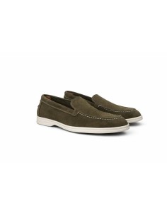 Mocasines de mujer de ante liso color verde