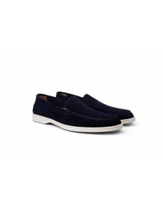 Blue suede women's moccasins