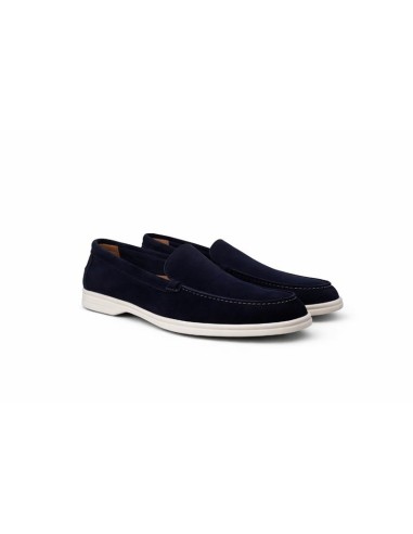 Blue suede women's moccasins