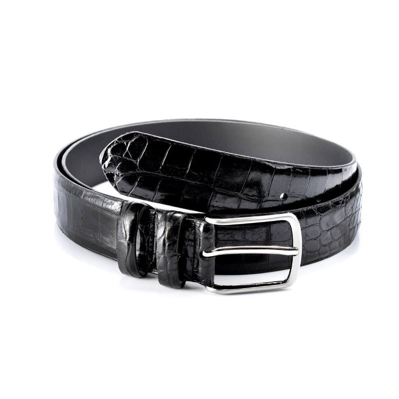 black leather belt B-CROK-BLACK