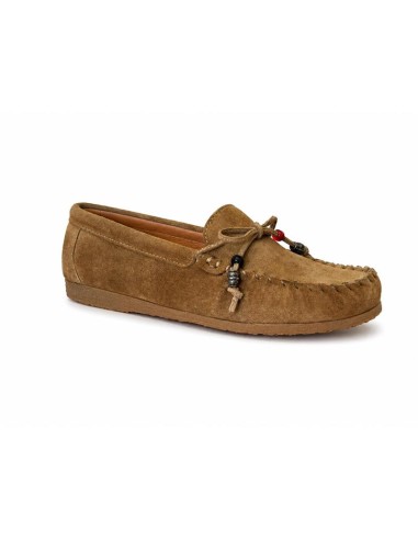 Mocasines de mujer de piel con remaches color cuero